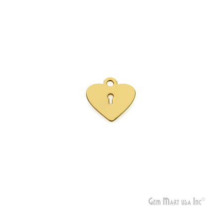 Lock Heart Charm Laser Finding Gold Plated 20mm Charm For Bracelets & Pendants