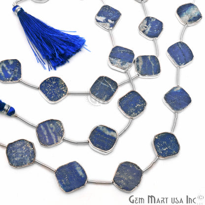 Lapis Free Form 18x15mm Silver Edged Crafting Beads Gemstone Strands 9INCH - GemMartUSA