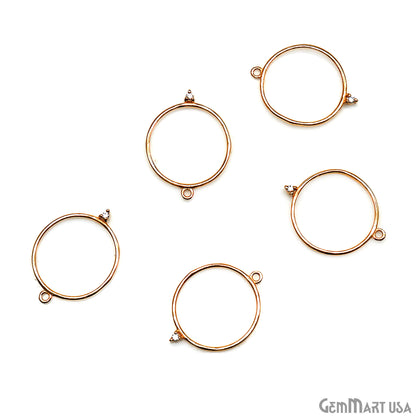 CZ Round Hoop Gold Plated 25X19mm Single Bail Finding