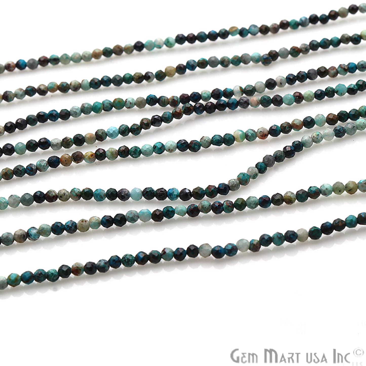 Chrysocolla Faceted Gemstones Rondelle Beads, Jewelry Making Supply Strand Beads - GemMartUSA