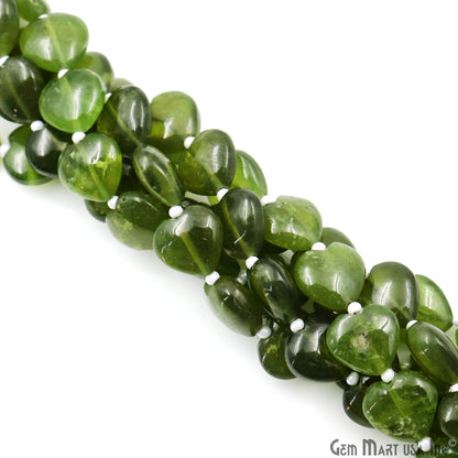 Peridot Heart Beads, 7 Inch Gemstone Strands, Drilled Strung Briolette Beads, Heart Shape, 10mm