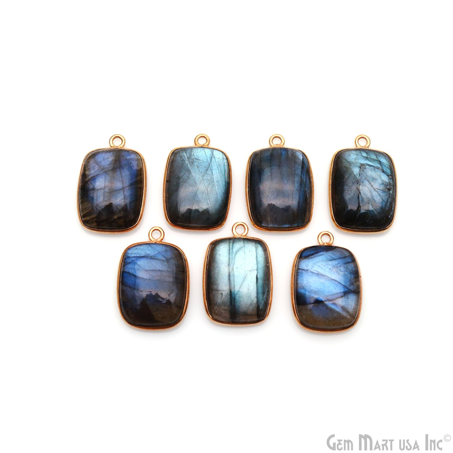 Flashy Labradorite Cabochon 12x16mm Octagon Single Bail Gold Plated Gemstone Connector