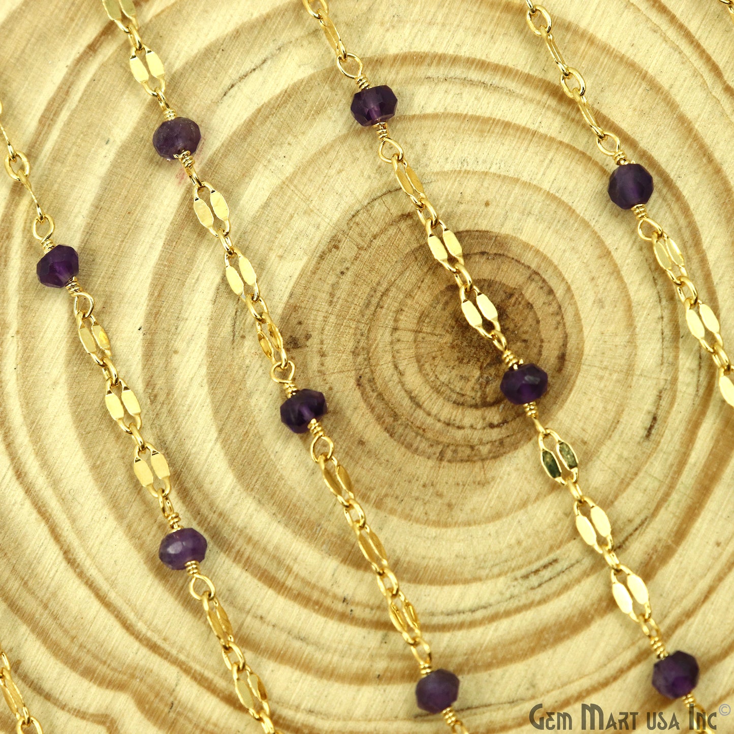 Amethyst Beads Gold Plated Finding Rosary Chain