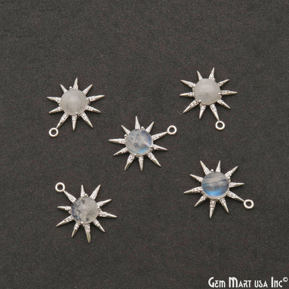 Gemstone Rising Sun Connector Sunburst Pendant Gold Plated 9mm