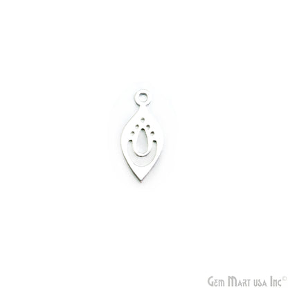 Pear Shape Laser Finding Silver Plated 21.4x9.8mm Charm For Bracelets & Pendants