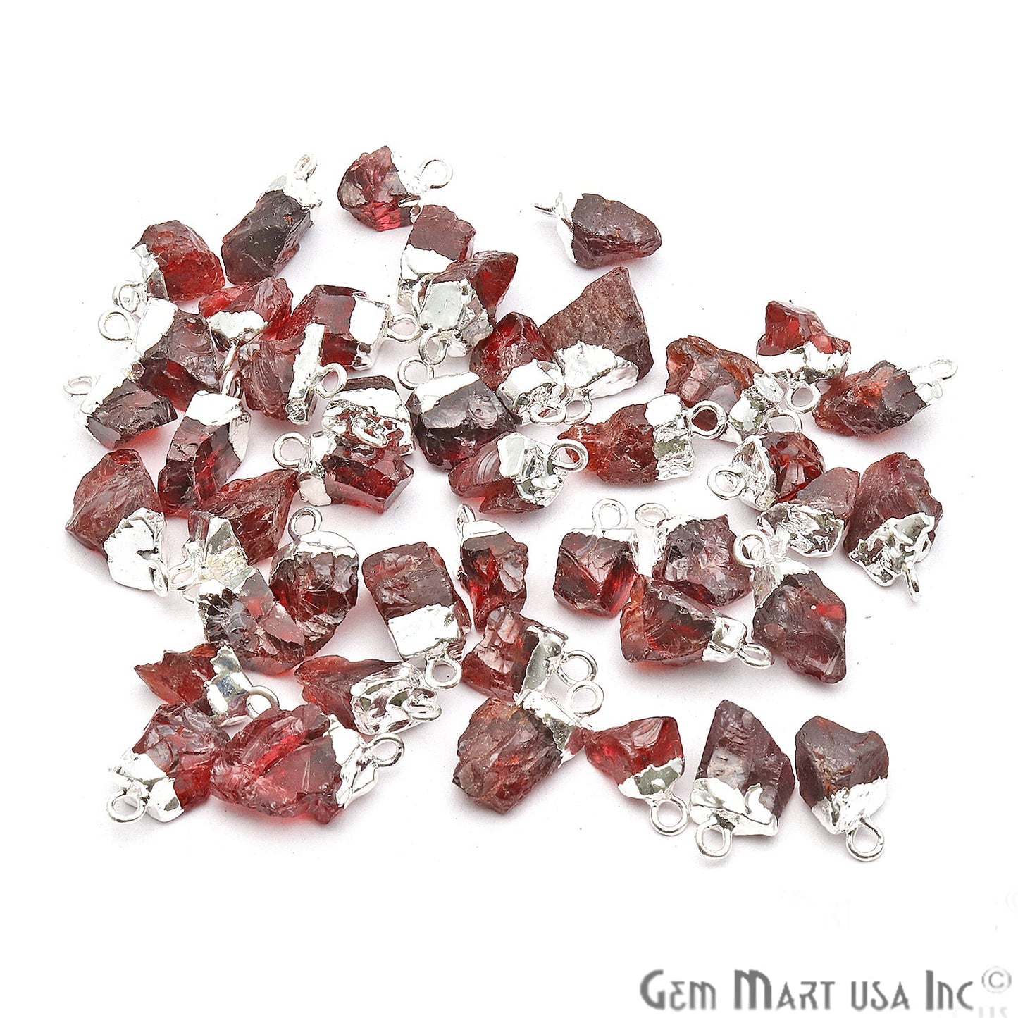 Rough Gemstone 15X10mm (appx.) Free From Silver Electroplated Single Bail Connector