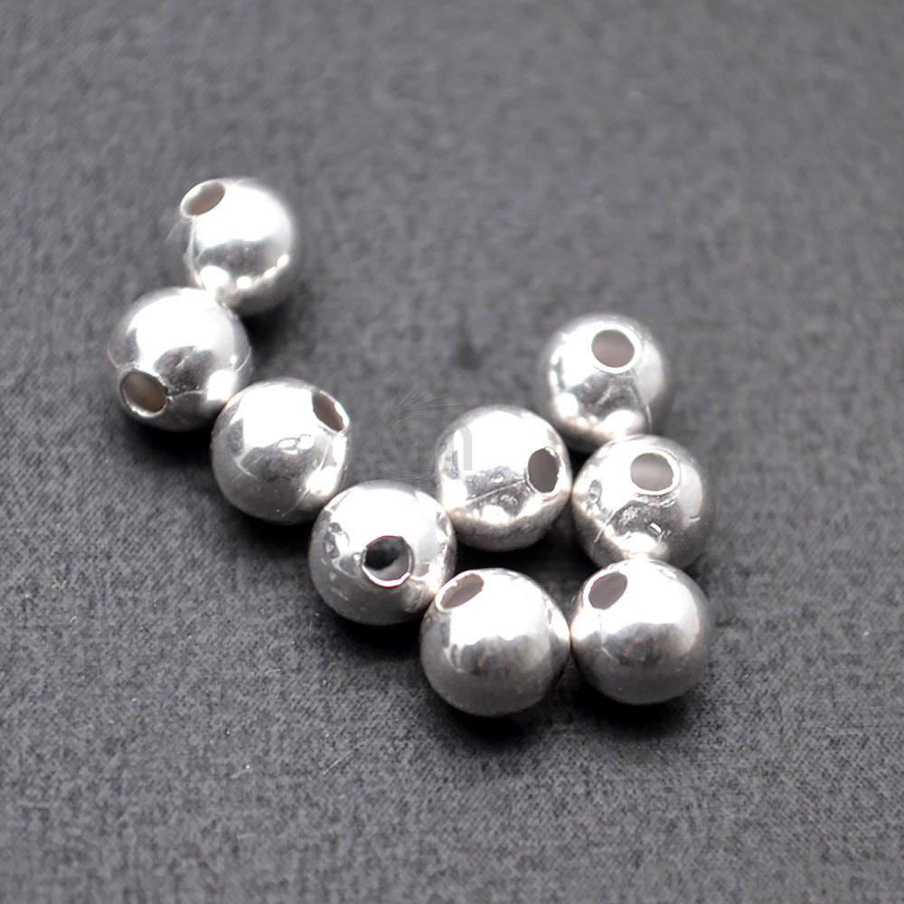10pc Lot Ball Finding 4mm Silver Plated Round Jewelry Making Charm - GemMartUSA