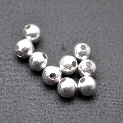 10pc Lot Ball Finding 4mm Silver Plated Round Jewelry Making Charm - GemMartUSA