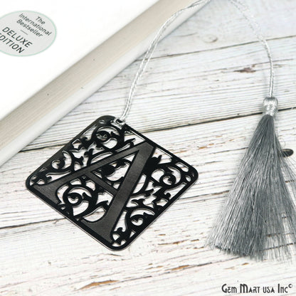 Metal A Alphabet Bookmark With Tassel. Oxidized Bookmark, Reader Gift, Handmade Bookmark, Page Marker, Aesthetic Gift. 50mm