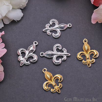 Fleur de Lis 28x19mm Chandelier Finding Charm Connector (Pick Your Metal) - GemmartUSA