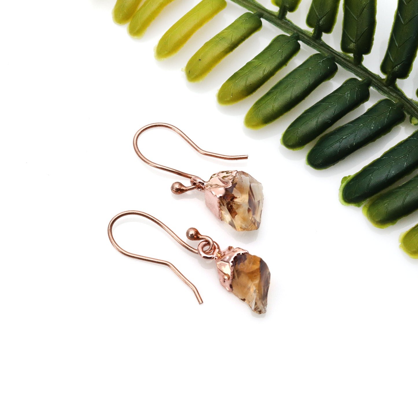 Lemon Topaz Gemstone Rose Gold Electroplated Single Bail Connector