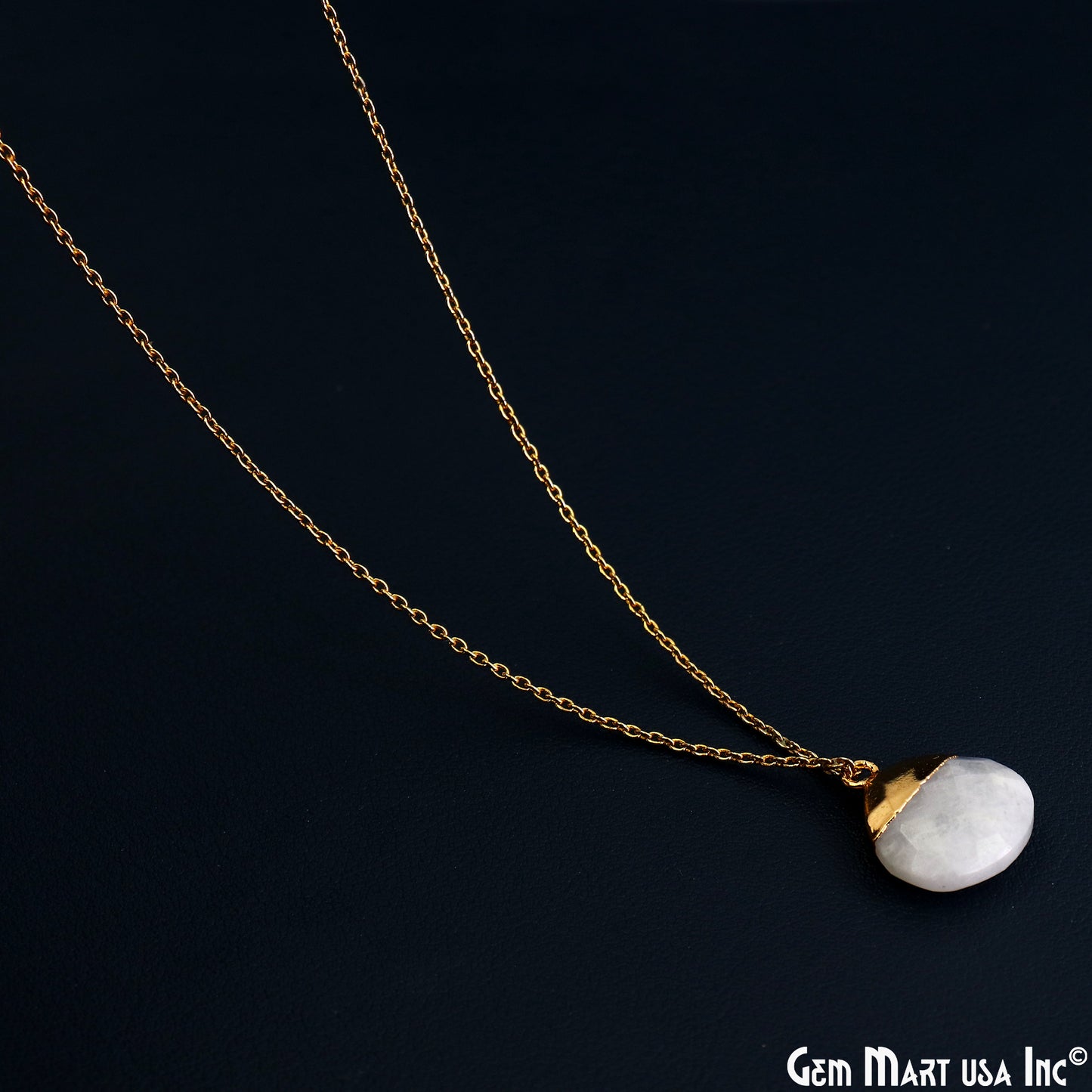 Natural Moonstone Pendant Charm June Birthstone Heart 22k Gold Dipped Bulk Supply