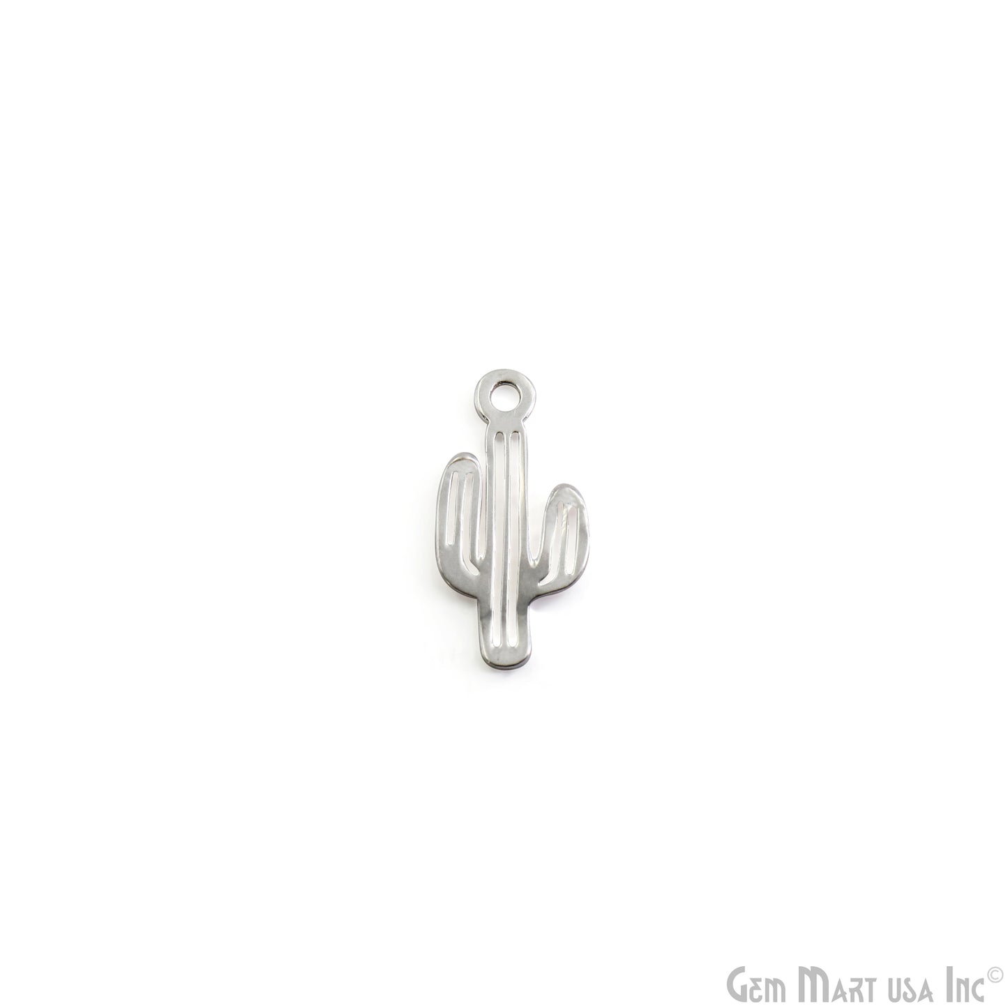 Cactus Shape Laser Finding Silver Plated 20.525x10mm Charm For Bracelets & Pendants