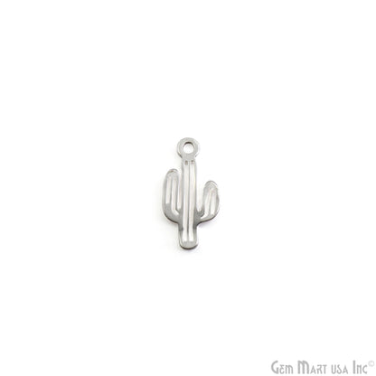 Cactus Shape Laser Finding Silver Plated 20.525x10mm Charm For Bracelets & Pendants