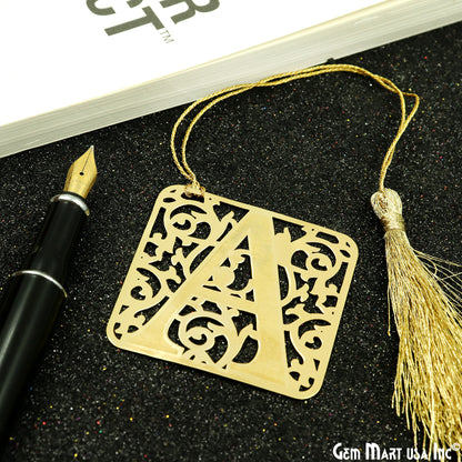 A Alphabet Bookmark With Tassel. Gold Plated Bookmark, Reader Gift, Handmade Bookmark, Page Marker, Aesthetic Gift, 50mm