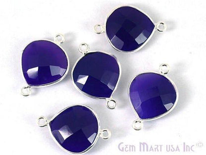 Heart 14mm Double Bail Silver Bezel Gemstone Connector