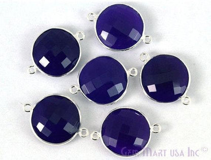 Round 16mm Double Bail Silver Bezel Gemstone Connector