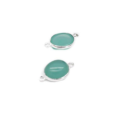Oval Shape 10x12mm Silver Plated Double Bail Cabochon Connector