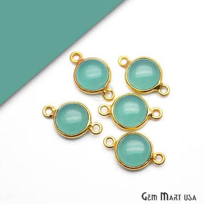 Round Shape 8mm Double Bail Gold Bezel Gemstone Cabochon Connector