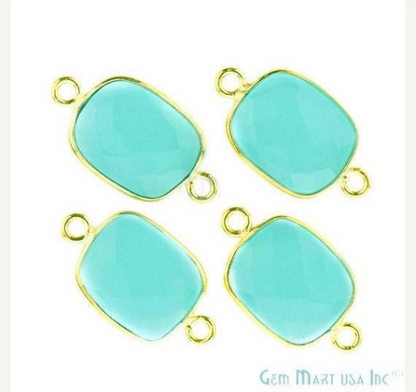Octagon 12x16mm Double Bail Gold Bezel Gemstone Connector