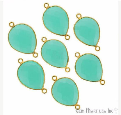 Pears 15x20mm Gold Plated Double Bail Gemstone Bezel Connector