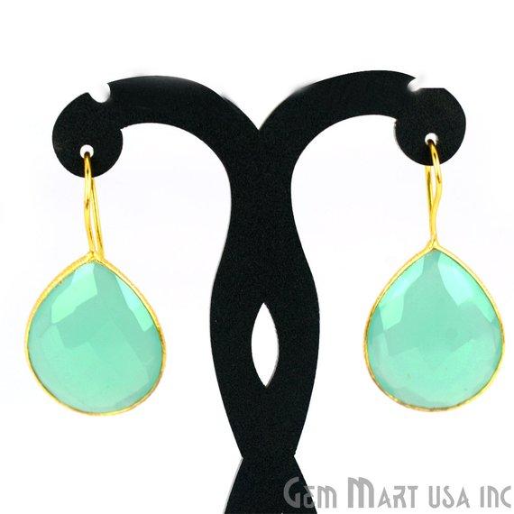 Gold Plated Pears Shape 21x26mm Gemstone Dangle Hook Earring Choose Your Style (90010-1) - GemMartUSA