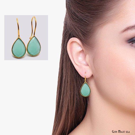 Pear 10x14mm Gemstone Gold Hook Earrings 1 Pair (Pick your Gemstone) - GemMartUSA