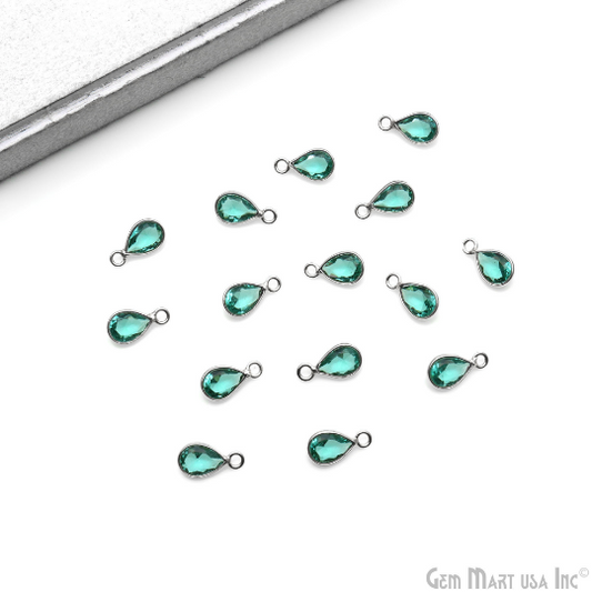 Apatite Pears 7x5mm Single Bail Silver Plated Bezel Gemstone Connector