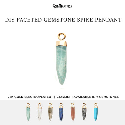 Gemstone Pencil 23x4mm Gold Electroplated Single Plated Connector