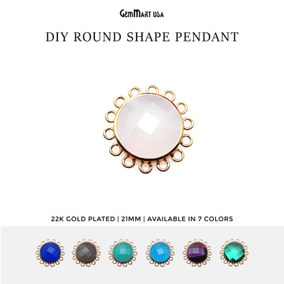 DIY Round Gemstone 21mm Gold Finding Connector 1PC