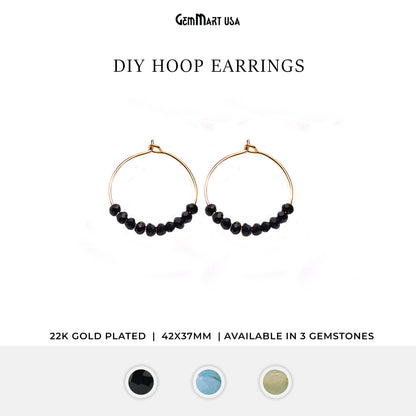 DIY Loop Hoop Gold Plated Gemstone Beaded Earring - 1 pair (Pick Stone)