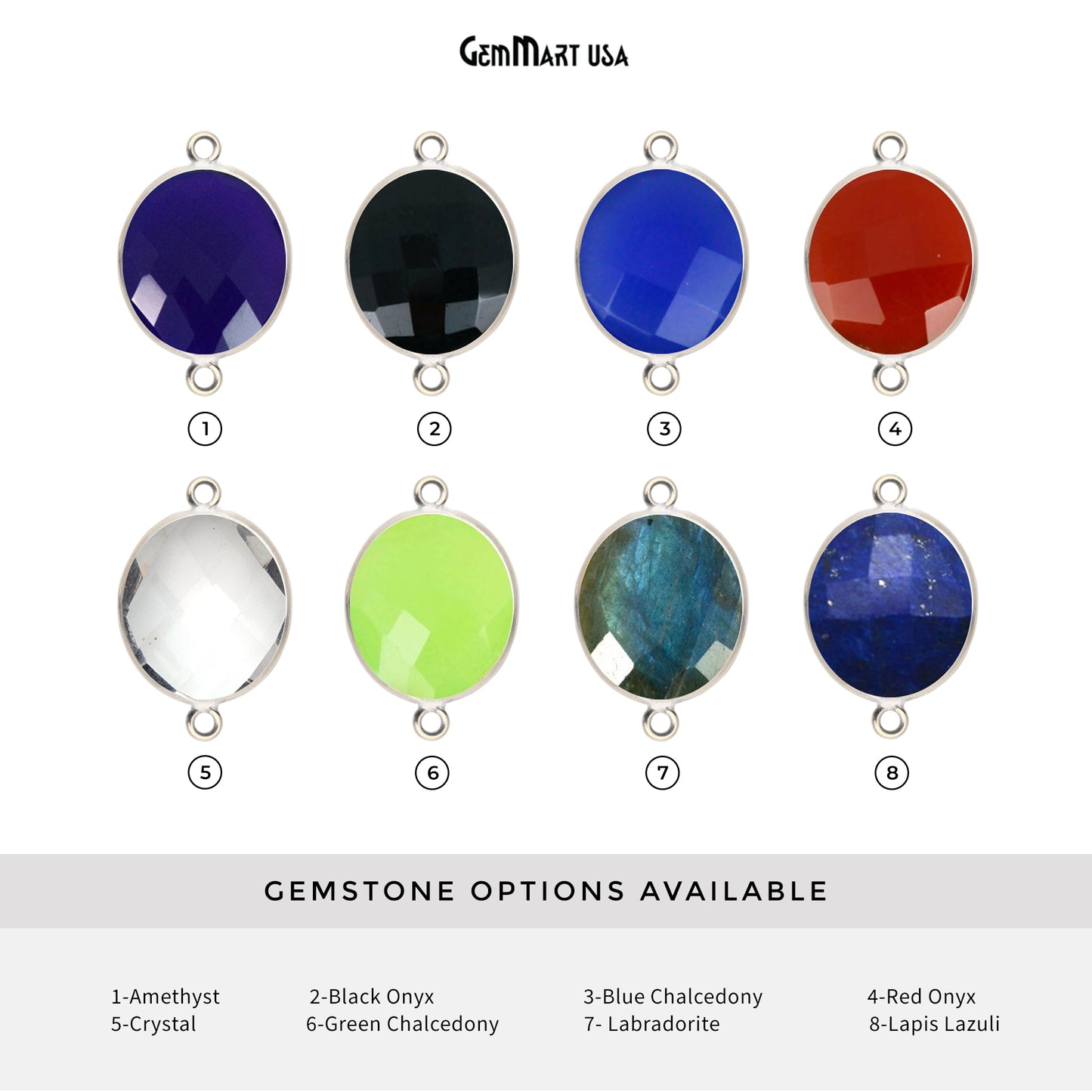 Oval 15x20mm Double Bail Silver Bezel Gemstone Connector