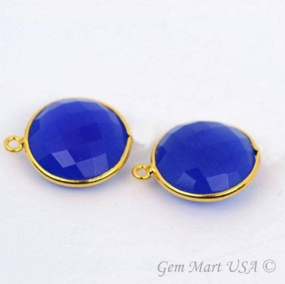 Round 16mm Single Bail Gold Bezel Gemstone Connector