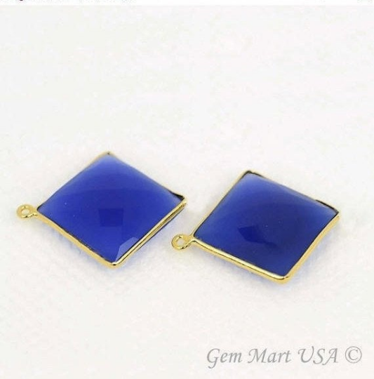 Square 16mm Single Bail Gold Bezel Gemstone Connector