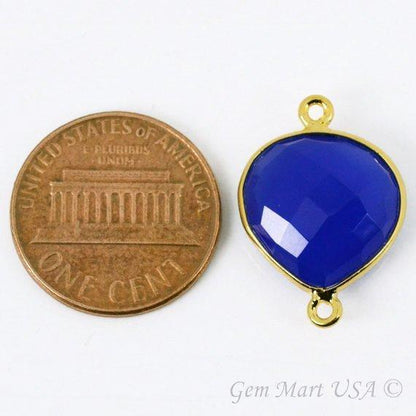 Heart 14mm Double Bail Gold Bezel Gemstone Connector