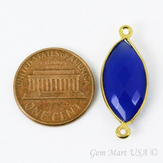 Marquise 10x20mm Double Bail Gold Bezel Gemstone Connector