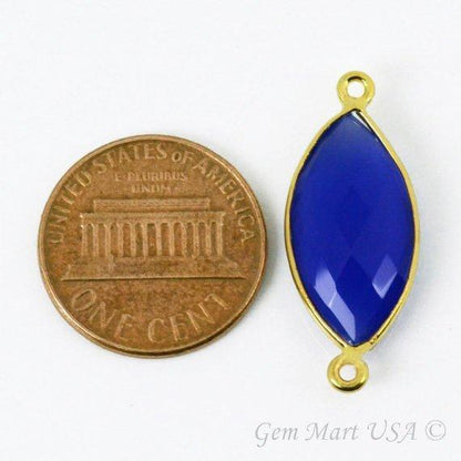 Marquise 10x20mm Double Bail Gold Bezel Gemstone Connector