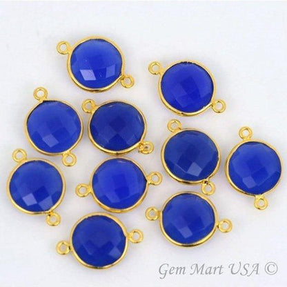 Round 12mm Double Bail Gold Bezel Gemstone Connector
