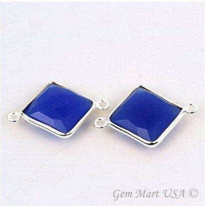 Square 12mm Double Bail Silver Bezel Gemstone Connector