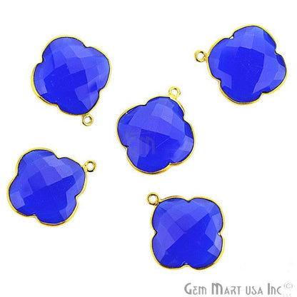 Clover 24x20mm Gemstone Single Bail Gold Bezel Gemstone Connector
