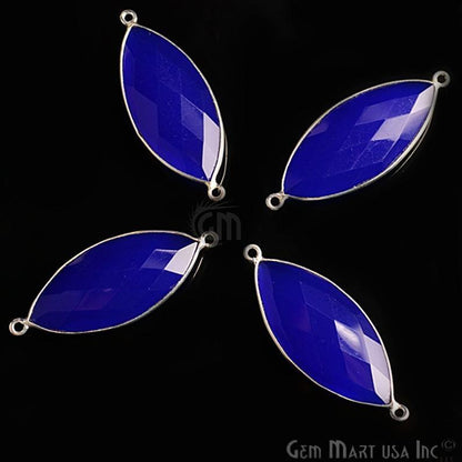 Marquise 15x39mm Double Bail Silver Bezel Gemstone Connector