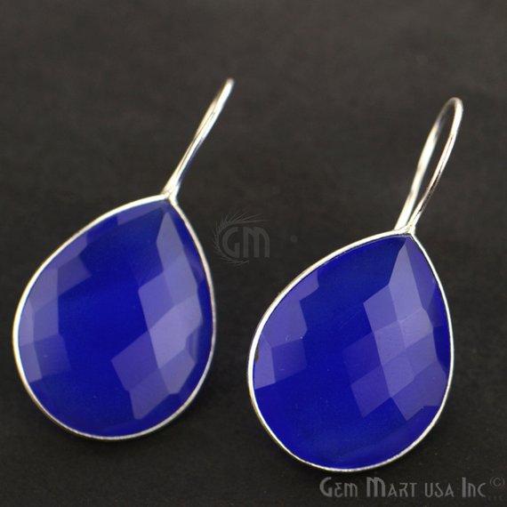 Pear Shape 21x26mm Silver Plated Gemstone Hook Earrings (Pick your Gemstone) (90011-1) - GemMartUSA