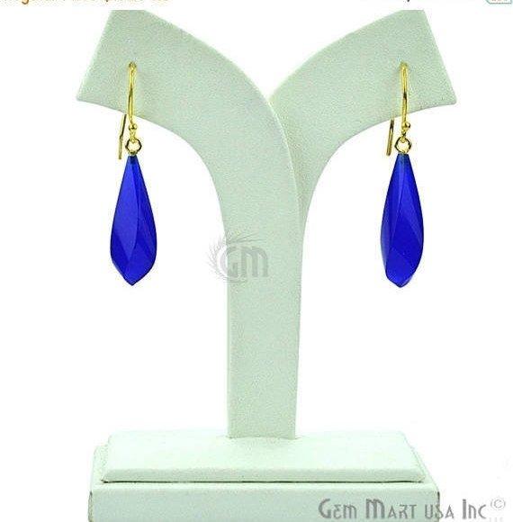 Teardrop Shape 48x9mm Gold Plated Gemstone Dangle Hook Earrings (Pick your Gemstone) (90100-1) - GemMartUSA