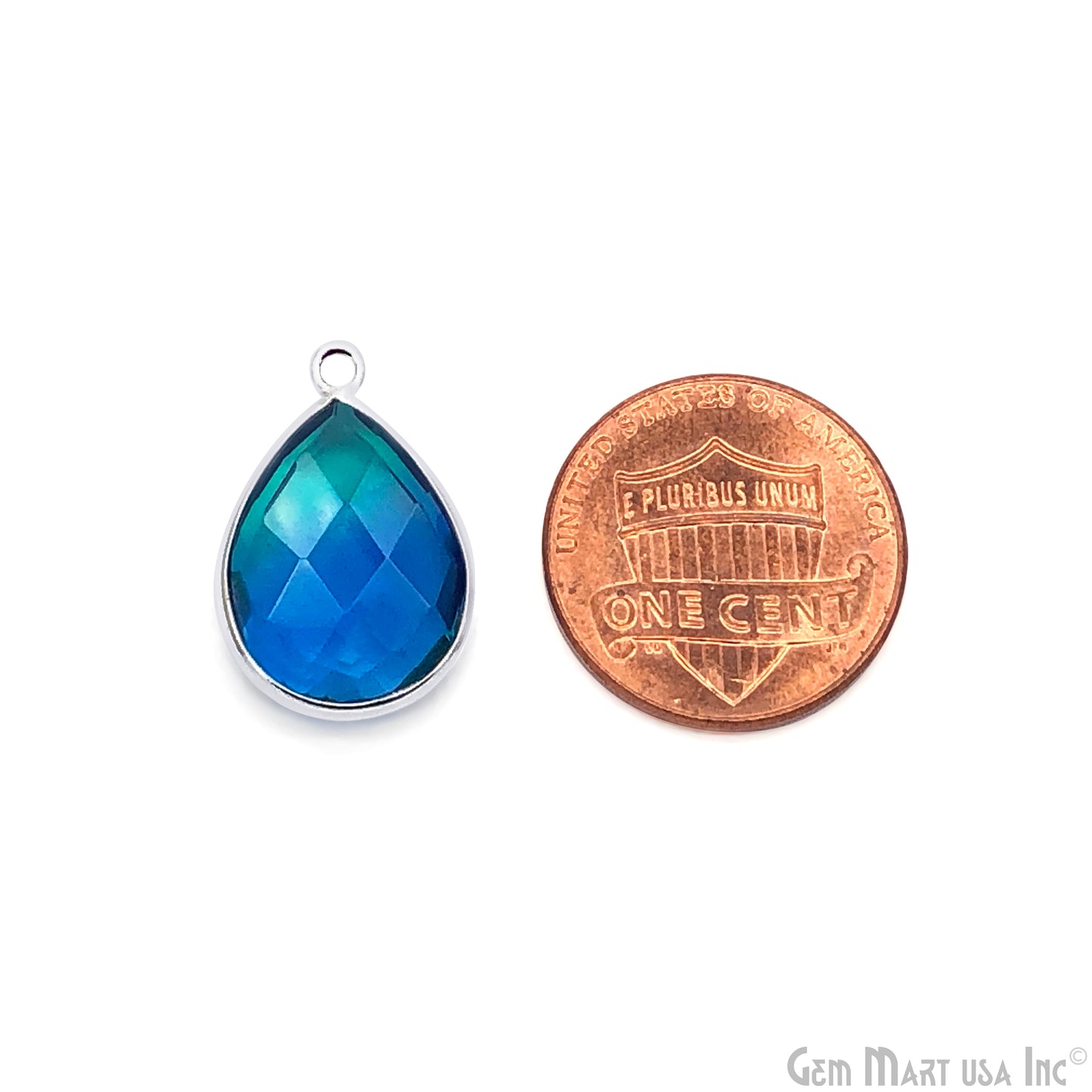 Green And Blue Aura Quartz 12x16mm Pears Doublet Connector