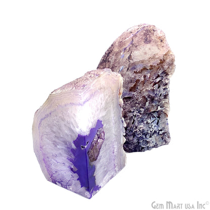 Large Geode Bookend. Purple Agate Bookend Pair. (3.19lbs, 4-5"inch). Mineral Rock Formation, Healing Energy Crystal, Home Decor. *Ships Free