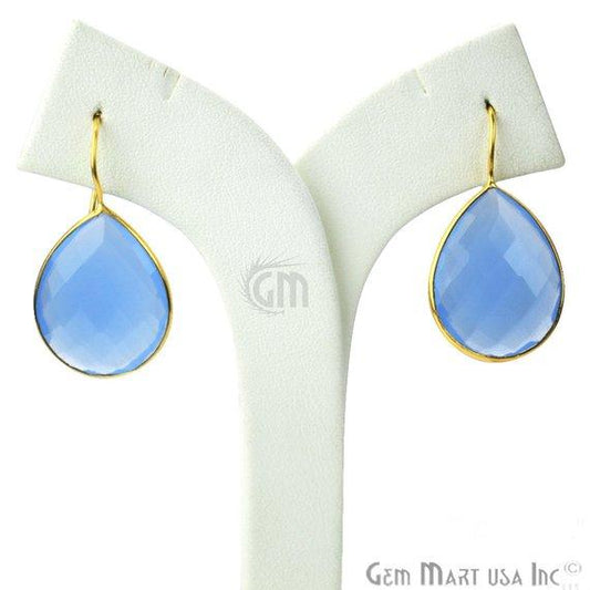 Gold Plated Pears Shape 21x26mm Gemstone Dangle Hook Earring Choose Your Style (90010-1) - GemMartUSA