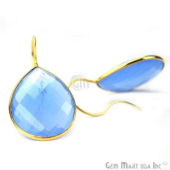 Gold Plated Pears Shape 21x26mm Gemstone Dangle Hook Earring Choose Your Style (90010-1) - GemMartUSA