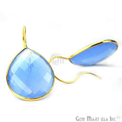 Gold Plated Pears Shape 21x26mm Gemstone Dangle Hook Earring Choose Your Style (90010-1) - GemMartUSA