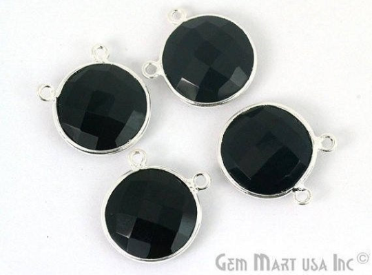 Round 16mm Cat Bail Silver Bezel Gemstone Connector