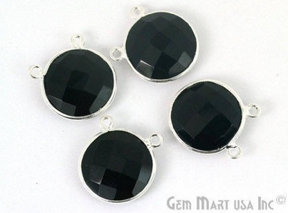 Round 16mm Cat Bail Silver Bezel Gemstone Connector